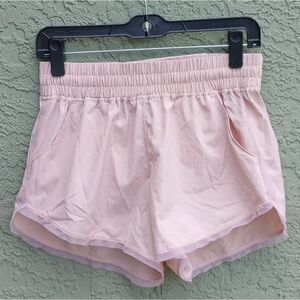 SAM EDELMAN Light Pink Active Running Spandex Shorts Pockets & Sheer Trim Size S